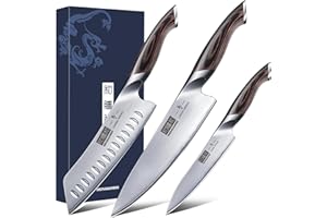 HOSHANHO 3 Pièces Set Couteau Cuisine Super Aiguisé, Couteau Japonais Professionnel, Couteaux de Cuisine en Acier Inoxydable Allemand