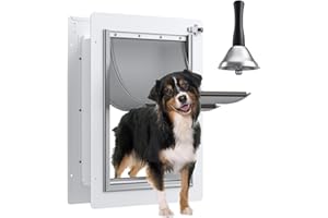 TBC PET Pet Door for Wall Upgrade 2.0 with Secure Aluminum Lock, Steel Frame & Telescoping Tunnel, Double Silicone Flaps Dog Doggy Door and Cat Door for All Pets, Strong & Durable(Pets Up to 40 Lb) -Medium