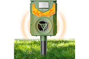 LOVE BEGANS Répulsif Chat Ultrason, Répulsif Chat Extérieur avec Lumière Flamme LED, Charge de Solaire USB, 5 Modes Réglable avec Détecteur de Mouvement Étanche, Efficace Contre Les Chats, Chiens, Oiseaux, Rats