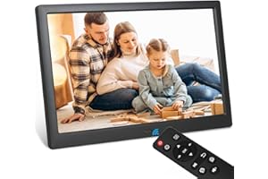 TSITSC Cornice digitale da 13,3", 1280 x 800 cm, elettronica per foto, musica, video, funzione calendario con telecomando, supporta scheda USB/SD, desktop o montaggio a parete (nero)