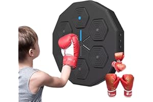 TECKEY Boxing Machine Wall Mounted Music Kids Adult with Gloves, USB Charging Electronic Music Boxing Machine with LED Light & Gloves, Punching Equipment for Adults Teens Home Exercise