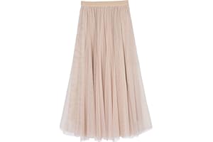 iyoimono Damen Tüllrock Falten Rock Höhe Taille A Line Mesh Freizeit Fashion Skirt Spitze Rock Midi Plisseerock Lässig Frühlingsrock