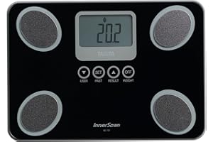 TANITA BC-731 Moniteur de Composition Corporelle Compact en Verre à Innerscan Écran LCD Facile à Lire 10 Mesures Noir