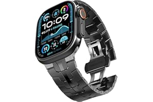 KADES Titan Armband für Apple Watch Armband, Luft-und Raumfahrt Taugliches Titan Metall Armband für Apple Watch Ultra 2 Armband, Ultra 49mm, Series 10 46mm, 9/8/7 45mm,SE/6/5/4 44mm, Schwarz