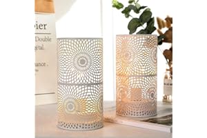 JHY DESIGN Zestaw 2 metalowych lamp stołowych, bezprzewodowe akcentowe światła LED z żarówką w stylu Edison, zasilane bateriami, do wesel, imprez, patio, wydarzeń, wnętrz, na zewnątrz (biały)