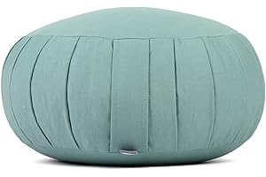 ‎BODHI Bodhi Meditationskissen Zafu ECO | Klassisches Traditionelles Yogakissen Rund mit Dehnfalten | Bezug aus 100% Bio-Baumwolle | Hohes Yoga Sitzkissen mit Bio Dinkelfüllung | Sitzhöhe 19 cm