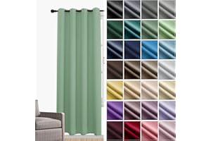 JRUI VerdunklungsvorhäNge 1er Set Thermovorhang Gegen KäLte Und Hitze mit öSen Gardinen Kinderzimmer VorhäNge Blickdicht LäRmschutzvorhang für Schlafzimmer Wohnzimmer 183 x 168cm (HXB) Grün