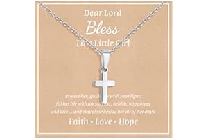 XUANPAI Stainless Steel Cross Necklace for Boys Girls - Silver Gold Cross Chain Necklace Christmas Necklace Jewelry Gift First Communion Baptism Gifts for Teenage Girls Boys Son Nephew Toddler