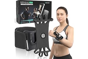 BIBRABY Super Brazalete móvil en Funcionamiento Running | Soporte Universal para movil Ajustable a Brazo y muñeca | Accesorios Antideslizantes | Correr Caminar Gimnasio | Phones hasta 7'' (Negro)