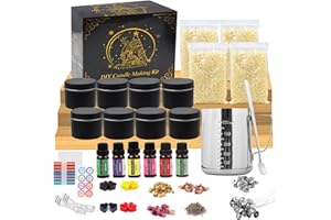TEPENAR Kit de fabrication de bougies à faire soi-même - Kit cadeau avec cire de soja, bougeoirs (noir), porte-mèche, cire d'abeille, pot de fonte, kit de démarrage pour débutant
