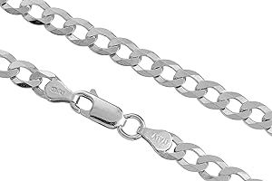 Aka Gioielli® - Srebro wysokiej próby 925 rodowany płaski łańcuszek pancerka 5 mm naszyjnik - rozmiary: 45 cm 50 cm 56 cm 61 cm 66 cm