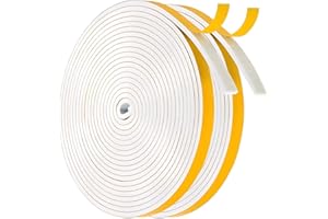 JITIFAZH Foam Seal Tape 6mm(W) x 3mm(T), High Density Adhesive Foam Weather Strip Seal for Window and Door, 2 Rolls Total 20M, White