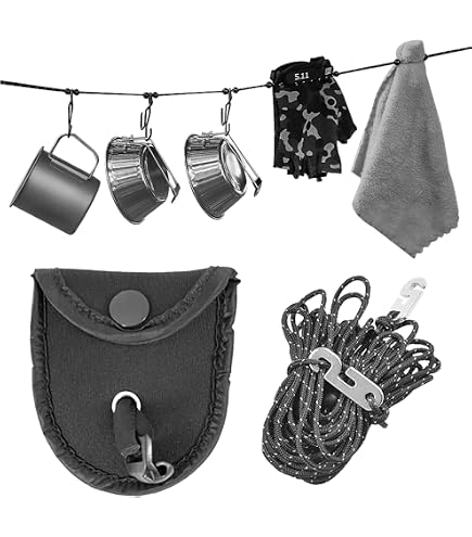 Corde à Linge Rétractable 3.5m - 24 Perles Fixes, Polyester Robuste Pour Camping