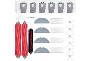 LOVECO Kit Pièces d'rechange Compatible pour Roborock S7 MaxV Ultra,S7 Pro Ultra,2 brosse principale,4 filtres,6 brosses latérales, 4 Chiffons de vadrouille,1 brosses de nettoyage,6 Sacs à Poussière