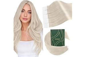 Ugeat Extensiones Adhesivas Pelo Natural 35cm 20pz Rubio Platino Extensiones de Pelo Natural Adhesivas Rubio Remy Humano Liso Corto 40G