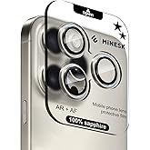 Minesk iPhone 16 Pro / 16 Pro Max ile Uyumlu Orijinal Safir Cam (%99.9 Saflıkta Ger&ccedil;ek Safir) Cihazın Kendi Lensleri ile Aynı