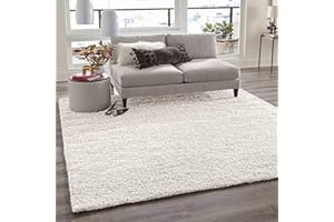 ‎VIMODA VIMODA Teppich Prime Shaggy Hochflor Einfarbig Weiss Creme Weich für Wohnzimmer, Schlafzimmer, küche, Maße:80x150 cm