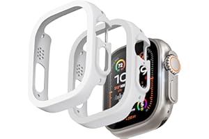 GEEDOOWIN 2 Pack [NO Screen Protector] Bumper Case for Apple Watch Ultra 3 (2025)/ Ultra 2 / Ultra 49mm, Slim Thin Shockproof Bumper Cover, Hard PC Protective Frame All-Around Edge, White