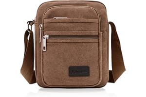 FuninCrea Casual Crossbody Bag, Canvas Shoulder Bag Messenger Bags for Men, Multi Pocket Crossbody Phone Bag with Shoulder Strap for Sporting, Travelling, Hiking, Cycling