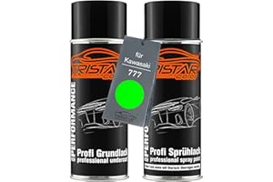 TRISTARcolor Pintura para motos Set de botes de spray para Kawasaki 777 Verde Fondo pintura base aerosol 400 ml