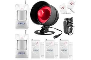 KERUI 115db DIY Wireless Home Security System,Indoor Outdoor Weather-Proof Siren,Window Door Sensors Motion Sensor,Shed Garage Alarm with Remote Control,Burglar Door Alarm for Hotel Shop House