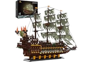 JMBricklayer Set di Blocchi di Costruzione modello di Barca Pirata – Kit di mockup di Barca fantasma misterioso MOC, modello di Barca Pirata creativo, Regali per Adolescenti 14+