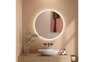 ‎DRIPEX Dripex Badezimmerspiegel Led Badspiegel Rund, Touch-Schalter, Dimmbar, 3 Lichtfarbe Einstellbare Spiegel Bad mit Beleuchtung, Wandspiegel mit Licht, Beschlagfrei 60x60 cm
