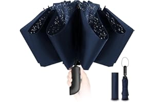 CONLUN Kompaktowy parasol wiatroszczelny mocny – automatyczne wiatroszczelne odwrócone parasole dla mężczyzn i kobiet, powłoka teflonowa 210T o rozpiętości 105 cm, 10 dużych parasoli