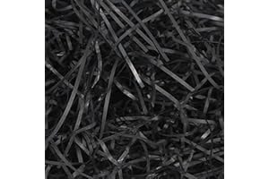 HXJDAM Raffia 500 g rozdrobniona bibułka, materiał wypełniający prezent i DIY. Idealne opakowanie na prezent do pudełek prezentowych. (czarny(500 g))