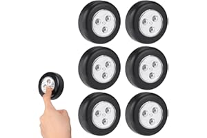 COMIOKE Lampe Spot LED Éclairage Supplémentaire, Spots LED Autocollants à Piles, Lumières Tactiles Intelligentes à Coller, Lot de 6 Lampes Sans Fil à Activation Tactile pour Cuisine, Escaliers et Salles
