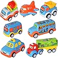 WISHKEY Plastic Power Friction Pull Back, Push and Go Car, Cute Crawling Miniature Vehicle Toy for Toddler Kids 3 Years & Above (Pack of 7, Multicolor)