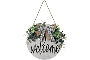 Dremisland Cartello di Benvenuto Porta D'ingresso Ghirlande di Benvenuto Cartello Della Fattoria Rustico Cartello da Parete in Legno Casa e Ufficio Decorazioni per Porte Appeso Craft