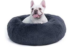 Bedsure Cuccia Gatto Morbida 60x60cm - Cuccia Pelosa per Cani Colore Grigio Scuro, Cuscino Gatto Antistresss con Peluche Lavabile, Lettino Calmante per Gatti
