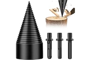 FTJKGH Wood Splitter Drill Bit, 50mm Log Wood Splitting Drill Bit with 3 Pcs Handles Firewood Splitter Drill Heavy Duty Log Splitter Screw Wood Splitter Cone Drill Bit for Electric Hand Drill