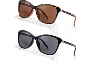 Missfive 2 Pack Vintage Bifocal Sunglasses with Prescription Women's Classic Reading Sunglasses Women Black Turtle Retro Cat Eye Glasses, UV Protection Sunglasses for Driving, +1.25