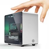 ElectroCookie Raspberry Pi 5 Case, Aluminum Mini Tower Case with Fan and Color Changing Ambient Light (Silver)