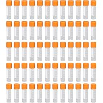 HUAZIZ Lot 60 Tubes à Essai Plastique 2ml Transparents Avec Bouchon Vis – Cryotubes Gradués Laboratoire