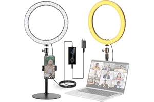 NEEWER 12" 24W Hochleistungs Desktop Ringlicht mit Stativ/Handyhalterung, LED Konferenz Selfie Licht für Videoanrufe, Make Up, Streaming, Vlogging, Zoom Meetings und Podcasts, RH12B