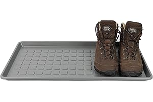 DIVCHI Grey Plastic Boot Tray With Raised Edges | Multipurpose Entryway Shoe Tray | Pet Food Mat | Tools Storage