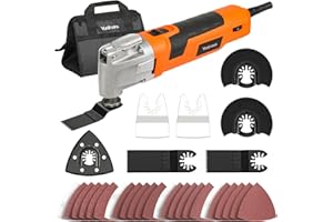 Yunirvana Oscillating Multi Tool,300W 6-Speed Multi Tool,15000-22000 RPM Variable Speed Multitool,3° Oscillating Angle,Quick-Lock & 31pcs Accessories with Portable Bag