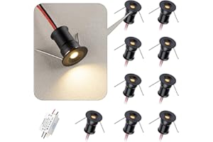 HHTUN 902 Led Downlight DC12V 1W, adatto per librerie, armadi e vari armadi da esposizione come luci decorative, installazione incorporata, con alimentatore (4000K, nero, 9Pack)