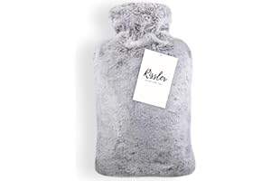 Rissler - Borsa Acqua Calda Peluche 2L con Fodera Super Morbida - Boule Acqua Calda en Gomma, nostra borse acqua calda Adattarsi per il Sollievo il dolor, Scaldaletto (Grigio)