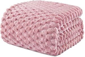 Exclusivo Mezcla Koc flanelowy w rozmiarze king size, 230 x 265 cm, stylowy żakardowy, aksamitny pluszowy koc na łóżko, przytulny, ciepły, lekki i dekoracyjny zakurzony różowy koc