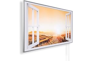 Könighaus 1000W Infrarotheizung mit Bild in HD Qualität - Energiesparend - TÜV SÜD + 5 Jahre Garantie - Doppelter Überhitzungsschutz - Infrarot Wandheizung - Motiv: 227. Fenster offen