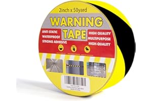 TAPEBEAR Caution Tape, Hazard Tape Black And Yellow, Self Adhesive Warning Tape For Steps, High Visibility Tape For Outdoor, Crime Scene Barrier, Danger Zone, 2inch X 50yard (50mm x 45m)
