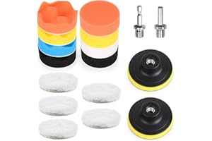 Gemtte Gąbki polerskie, 80 mm, 17 sztuk, podkładka do polerowania samochodu, nakładka do polerowania, wkrętarka akumulatorowa do podkładki polerskiej, polerowanie wiertarki, szlifowanie, woskowanie