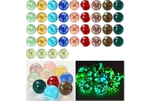 JEONDFG 40 Stück Murmeln für Kinder,Leuchtmurmeln Kinder,16mm Glasmurmeln,Glasmurmeln im Dunkeln Leuchten,Superhelle Murmeln Leuchten im Dunkeln,für Kinderspiele,DIY,Mischfarben