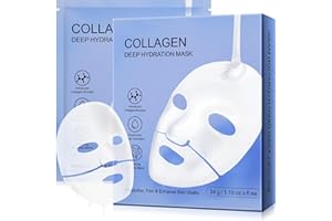 QLIGES Maschera viso al collagene bio, maschera coreana al collagene, maschera viso per la cura della pelle durante la notte per lenire, riparare, idratare in profondità (Blue-6pcs)