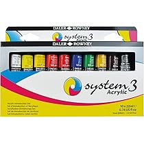 Daler-Rowney System3 Acrylpinsel Set – 3 Pinsel, Kurzer Griff, Synthetisch, Für Acrylmalerei