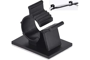 Elfcam® - Clips de Câble Adhésif Réglable pour Gestion de Câble à Fibre Optique, Attache Fil et le Cordon dans la Maison ou le Bureau, Noir (Lot de 60)